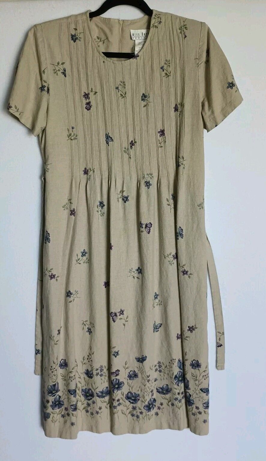 Vintage Miss Borby Petites Floral Maxi Dress Short Sleeve Zippered Size 12P 