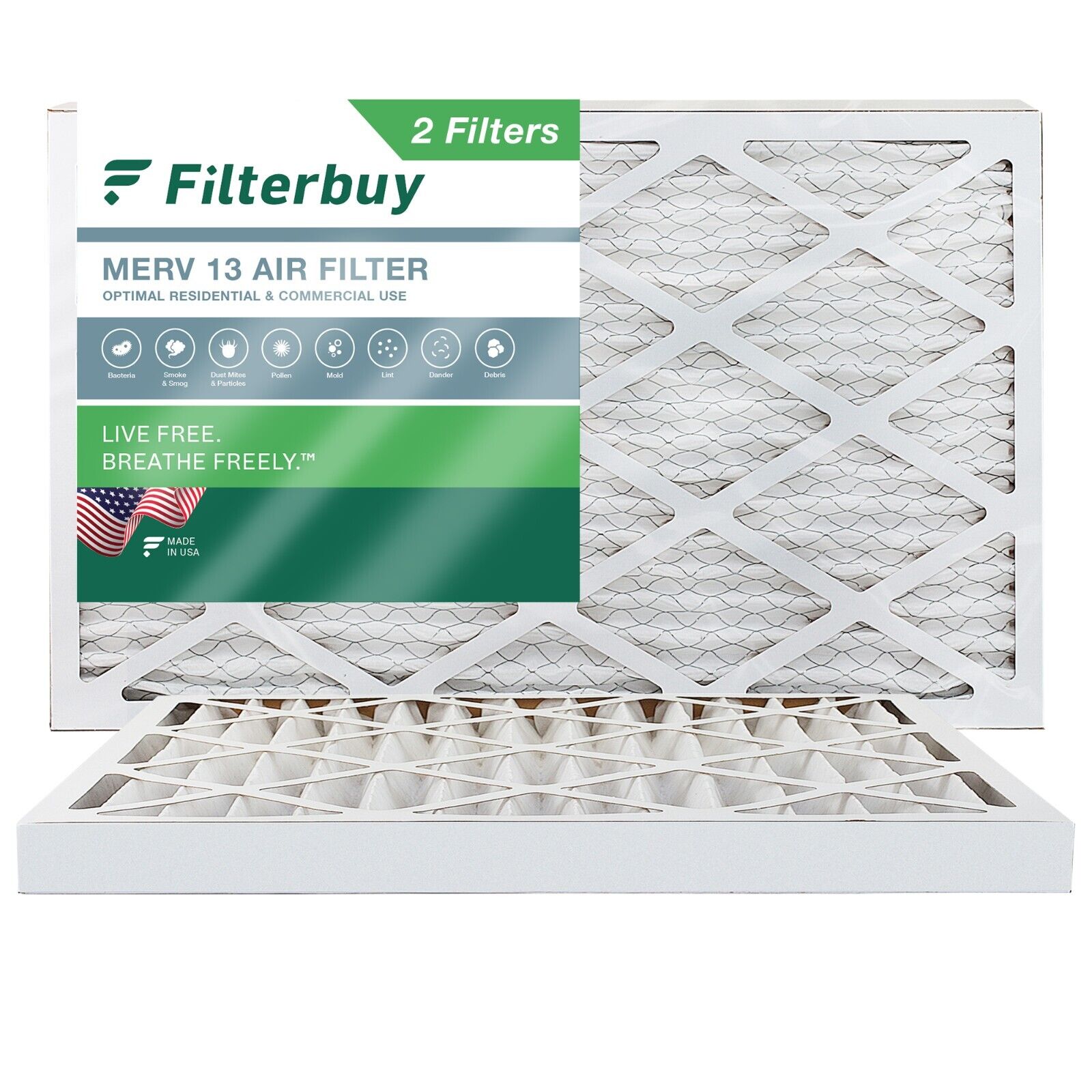 Filterbuy 14x30x2 Pleated Air Filters, Replacement for HVAC AC Furnace (MERV 13)
