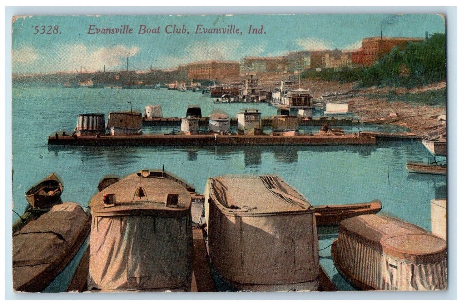 c1910 Evansville Boat Club Lake Evansville Indiana IN Antique Vintage Postcard