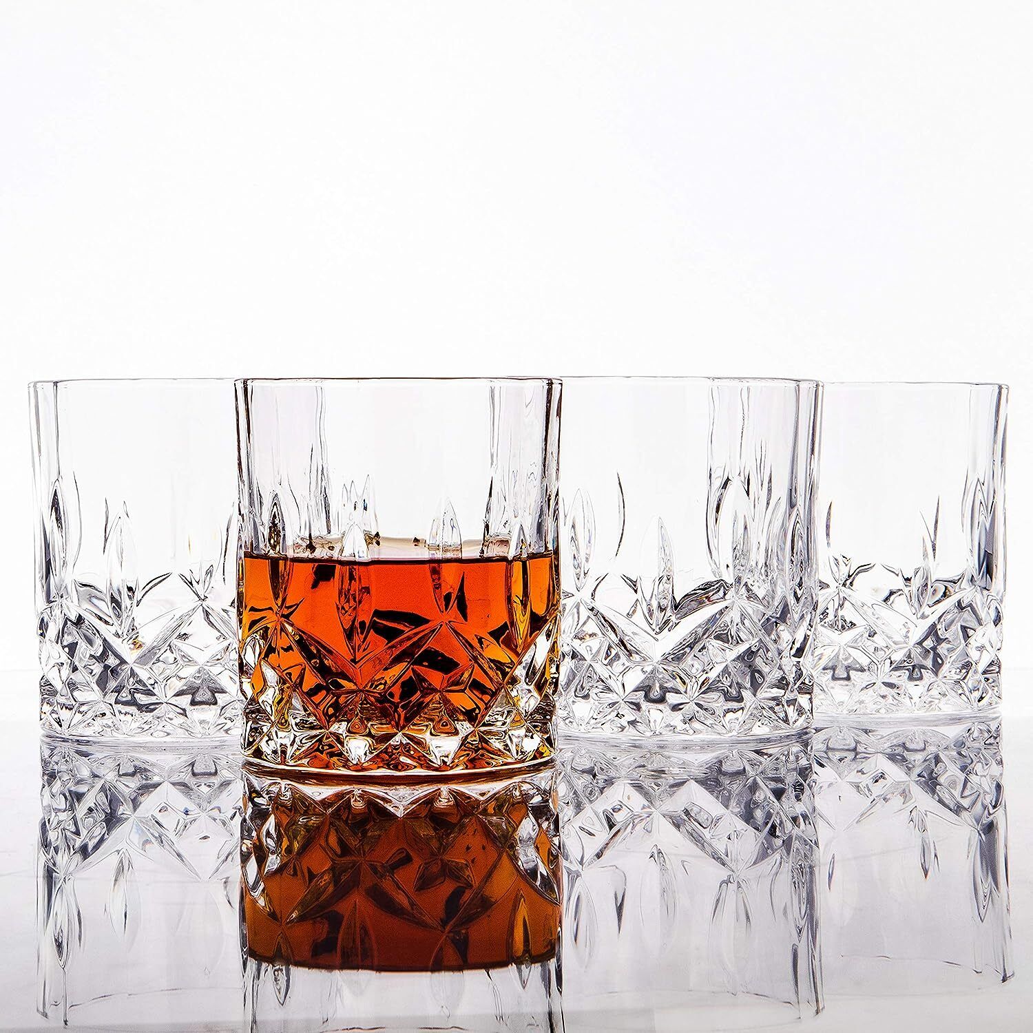 LEMONSODA Crystal Cut Old Fashioned Whiskey Glasses - 10oz - 2/4/6ct