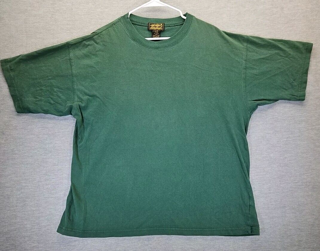 VTG 1980\'s Eddie Bauer Tshirt Men\'s Sz L/XL Green Boxy Blank Tshirt USA Made 