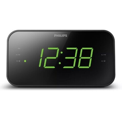 PHILIPS Digital Alarm Clock Radio, FM Radio Clock with Battery Backup Dual Alarm