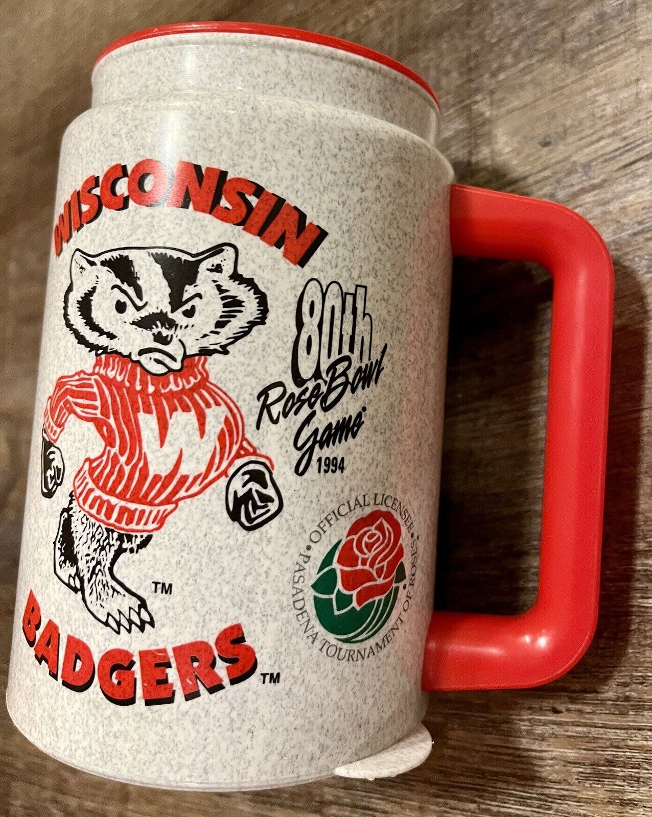 Vintage University Of Wisconsin Badgers Football Rose Bowl 1994 Travel Cup Mug