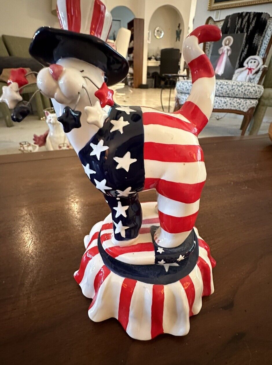 Vintage Whimsiclay  Patriotic Cat  Perfect Condition