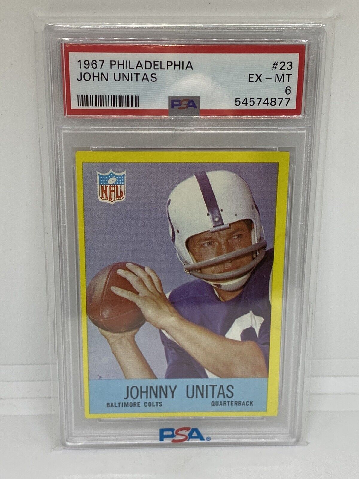 1967 Philadelphia Football #23 John Johnny Unitas Colts HOF PSA 6 EX-MT