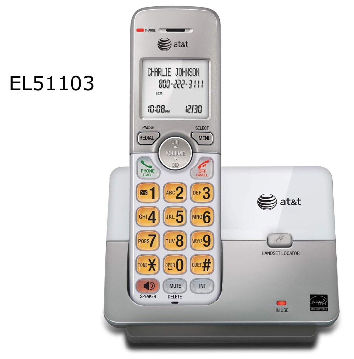 New Silver AT&T EL51103 DECT 6.0 Cordless Phone System with Caller ID 