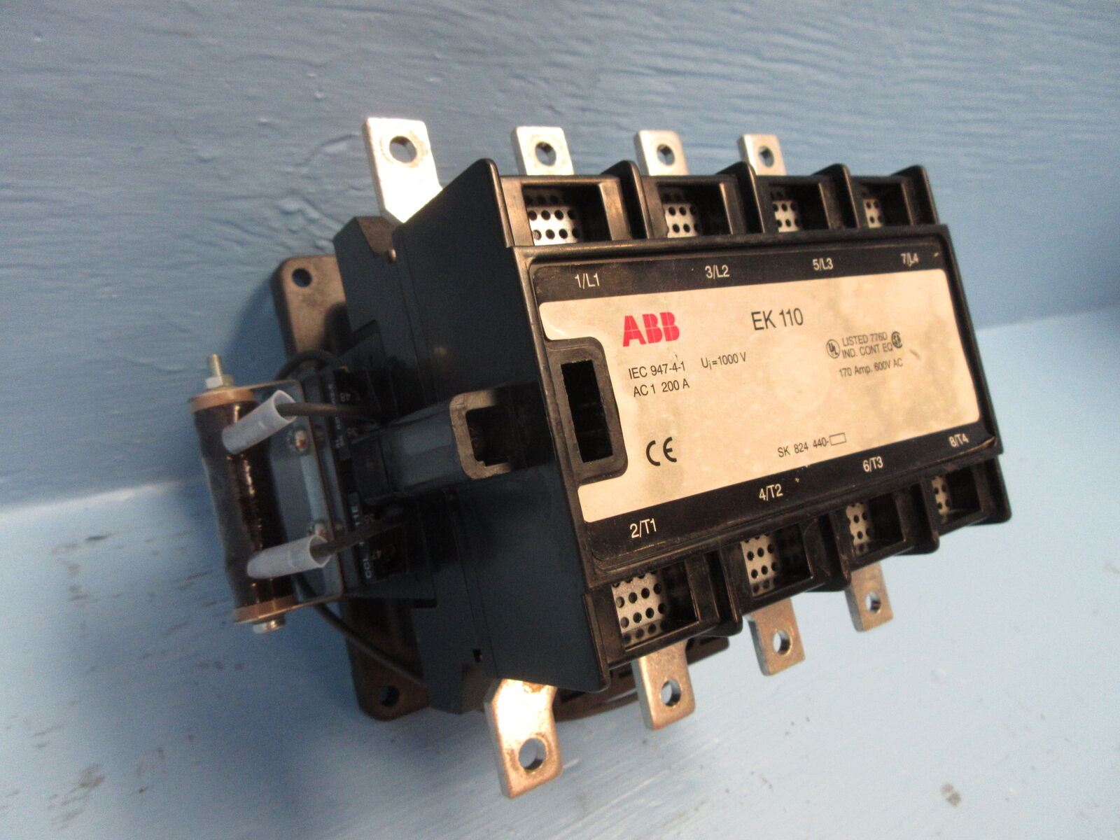 ABB EK-110 Motor Contactor 4-Pole 170 Amp 600V 24V-DC Coil 4P 170A EK110