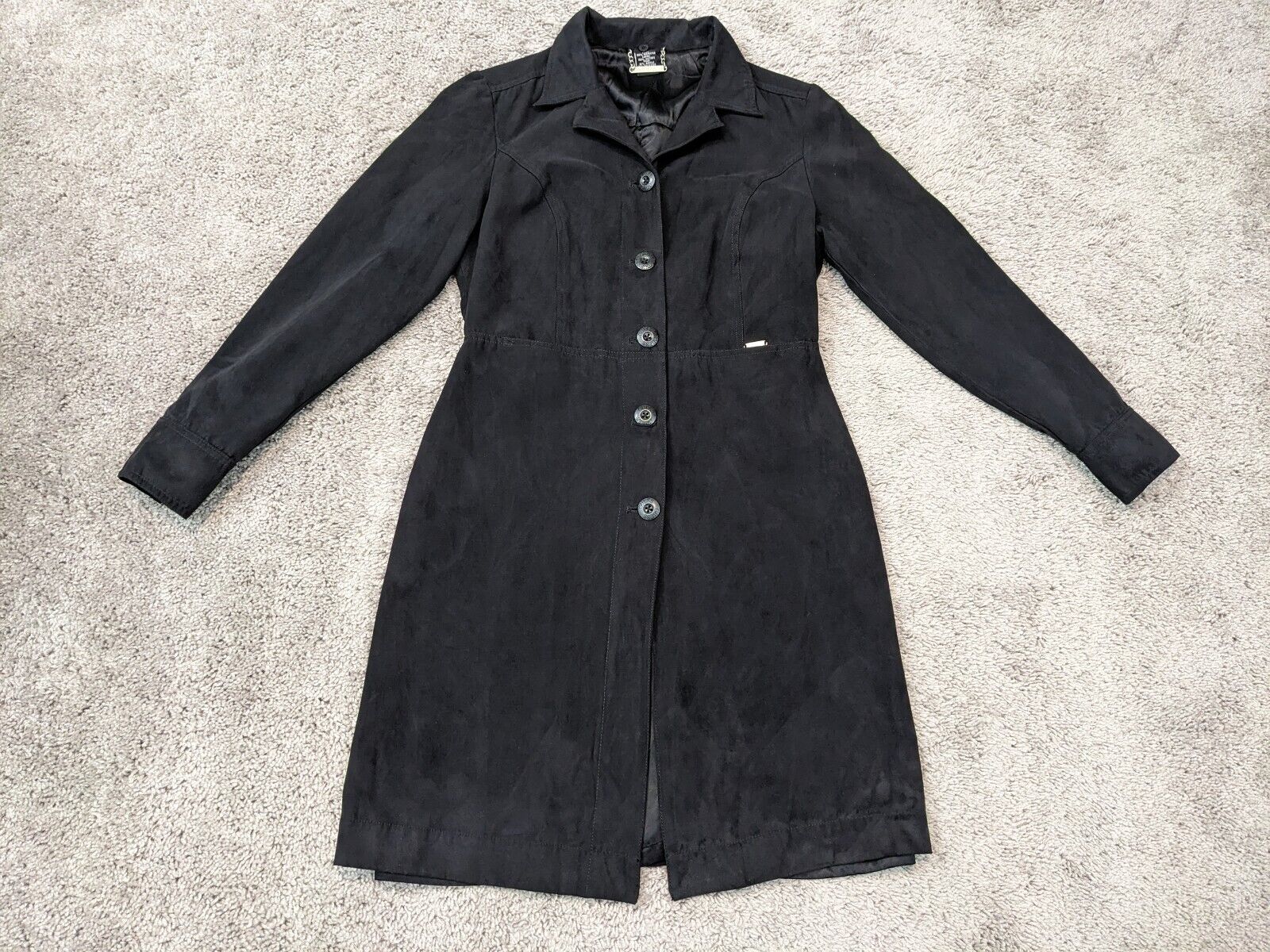 Vintage Guess USA Trench Coat Women\'s Size Medium Black Made in Macau