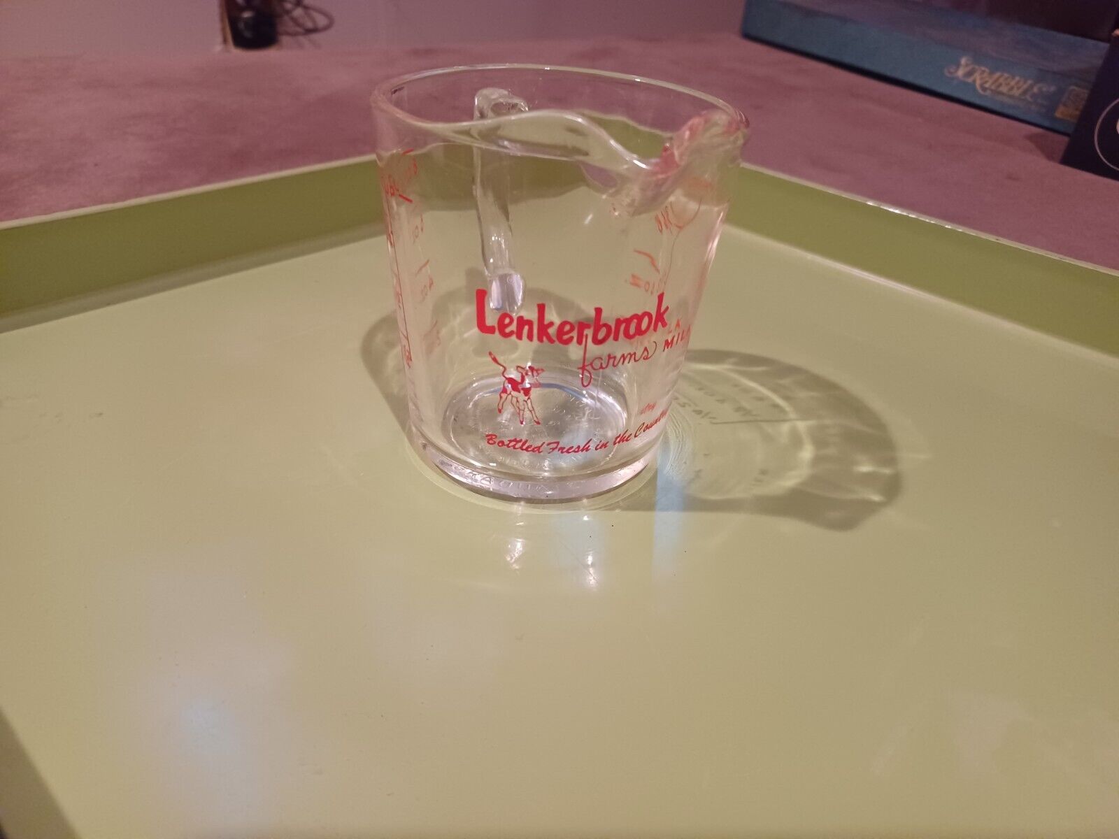 Rare Lenkerbrook Farms Milk Advertising Measuring Glass Excellent  Pennsylvania 