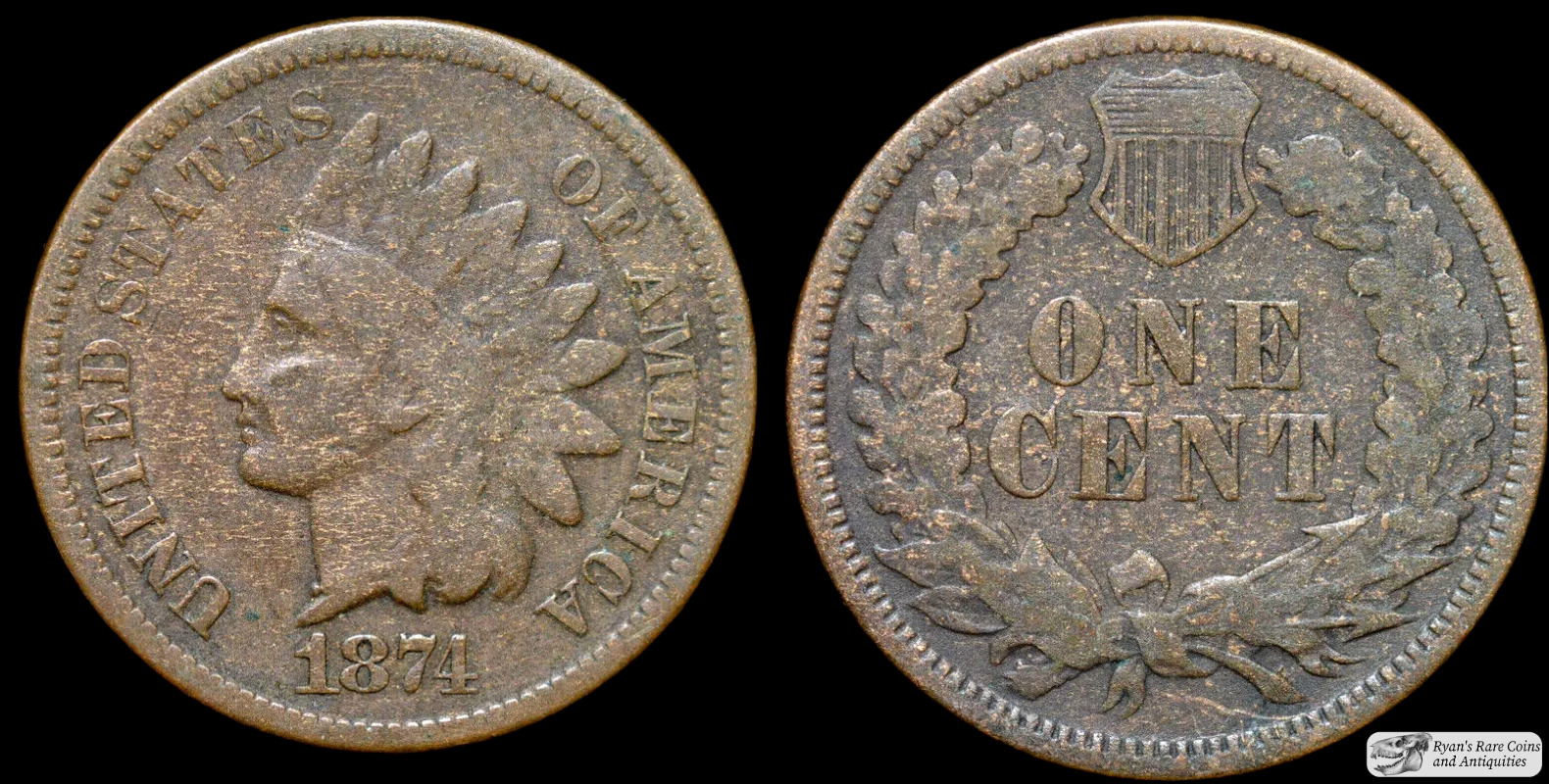 1874 Indian Head Cent, Good+ Condition, United States, , C4393