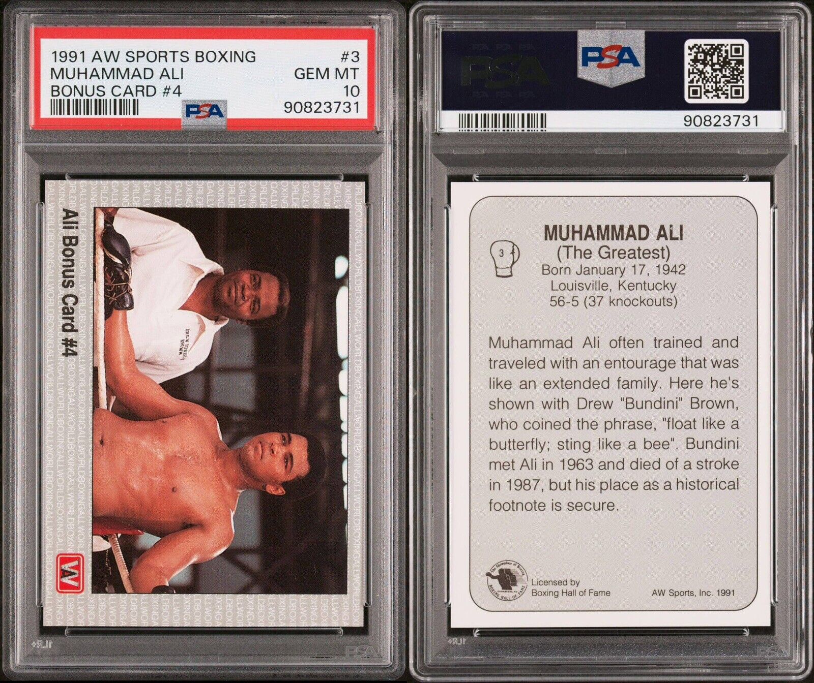 1991 AW Boxing Muhammad Ali Bonus Card #4 PSA 10. Low Pop Count