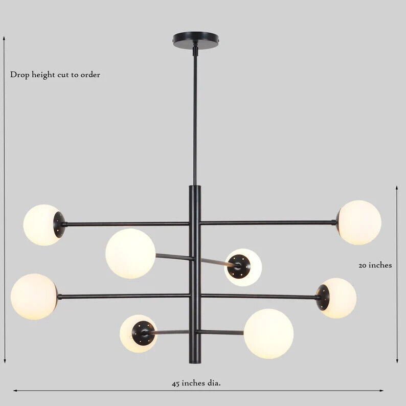 Stilnovo Style Eight Globe Sputnik Brass Chandelier Pendant Light Fixture