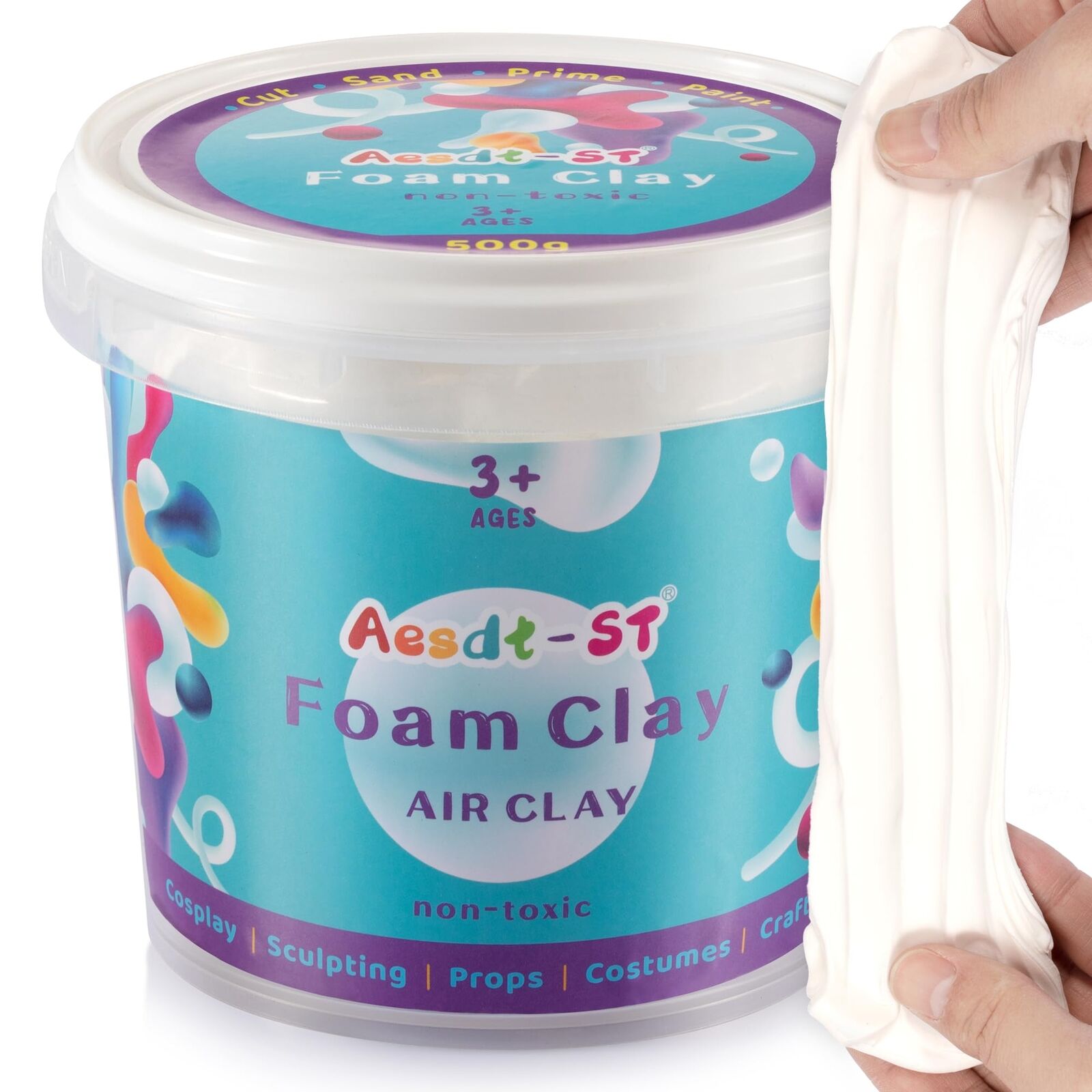 White Moldable Cosplay Foam Clay (500 Gram) - High Density Air Dry Clay, Mode...