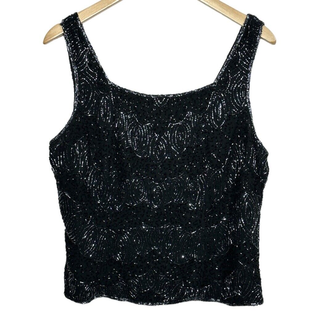 Dressbarn Collection Vintage Black Beaded Tank Top Casual/Formal Wear Size M