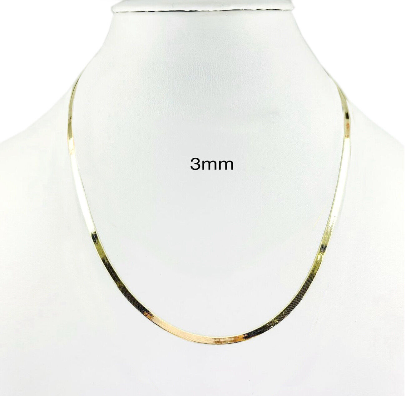 14k Solid Yellow Gold 2mm-6mm Herringbone Chain Necklace Size 16-24 Inch