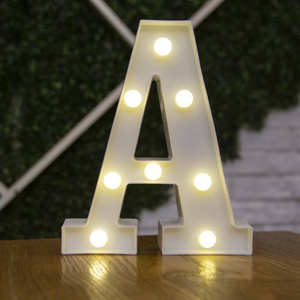 ALPHABET LED LETTERS LIGHT UP NUMBERS WHITE PLASTIC LETTERS STANDING DECOR