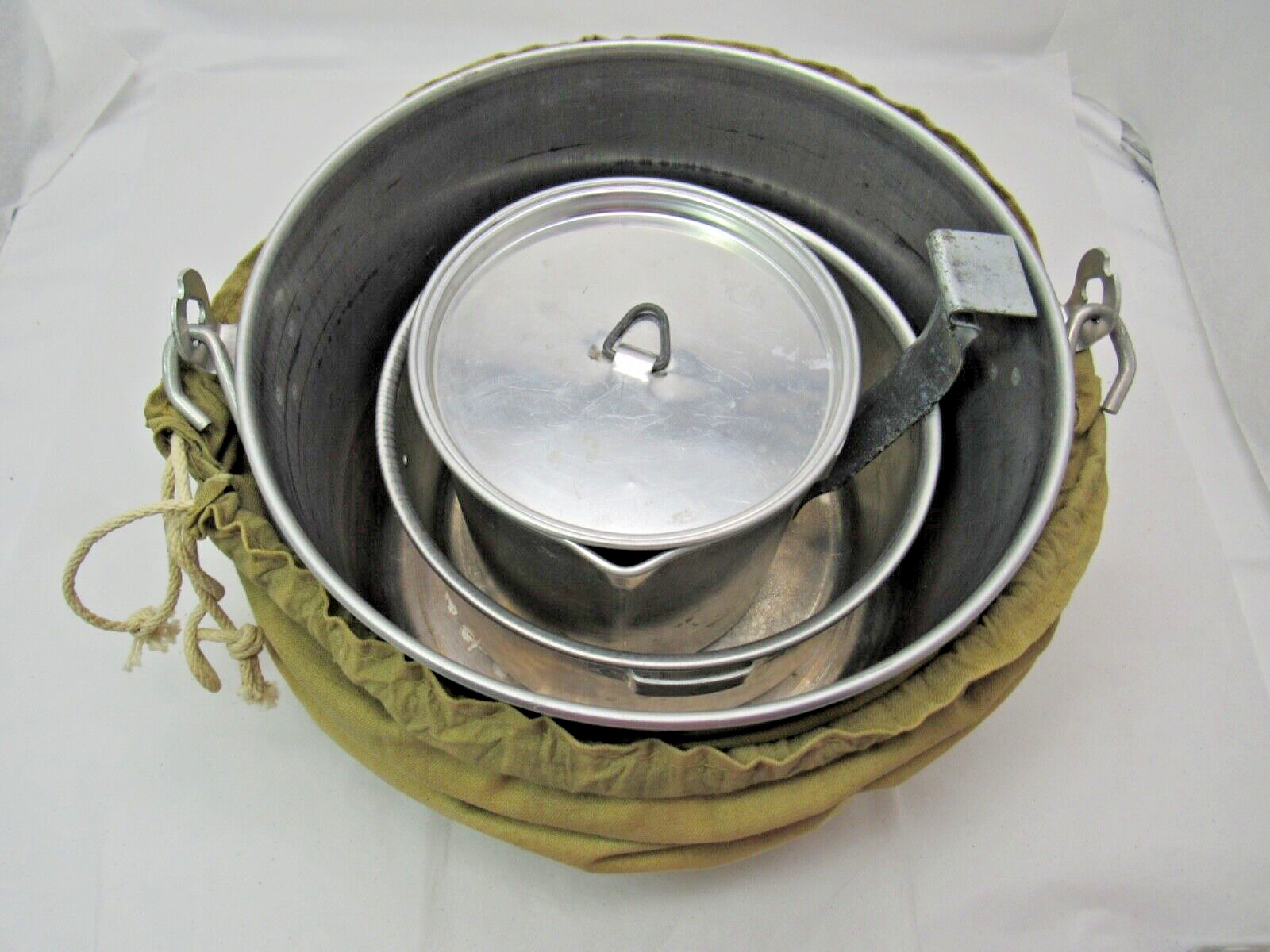 Vintage Palco Aluminum Cook Set 5 Pieces Pot Pan Lid Handle Camping Cookwear Kit