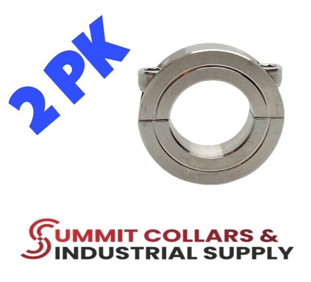 1-1/8 ID Stainless Steel Double Split Shaft Collar (Qty 2) 