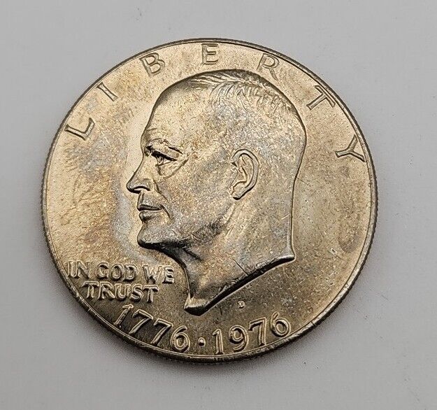 1776-1976 D Eisenhower Liberty Bell Moon Silver One Dollar US Bicentennial Coin