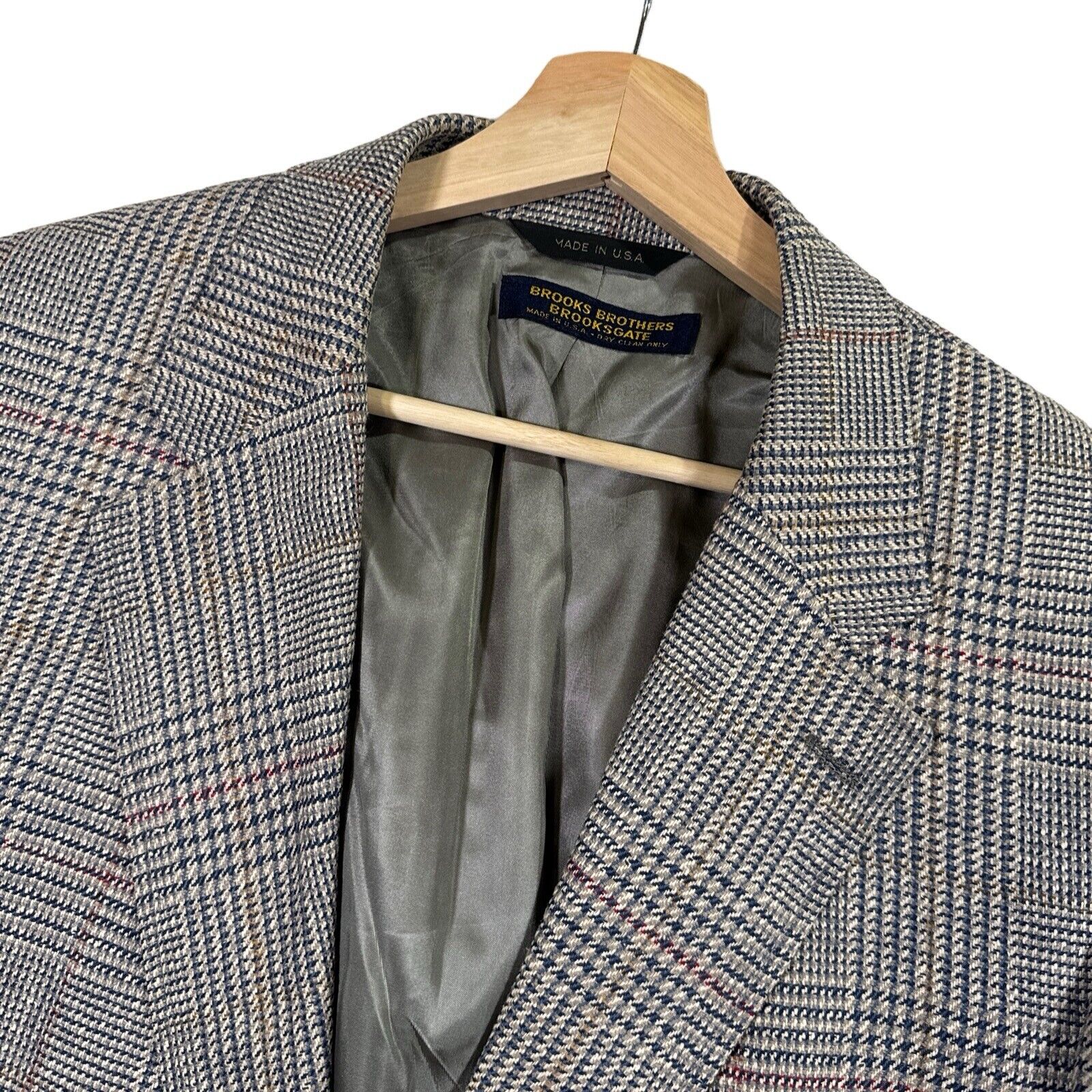 VTG Brooks Brothers Brooksgate Tweed Blazer Mens 43R Glen Plaid Made in USA EUC