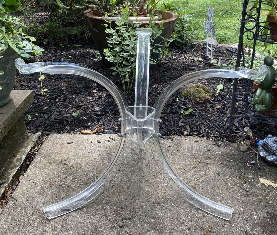 Vintage Mid Century Lucite Acrylic Round Table Base Tripod Stand 18.75