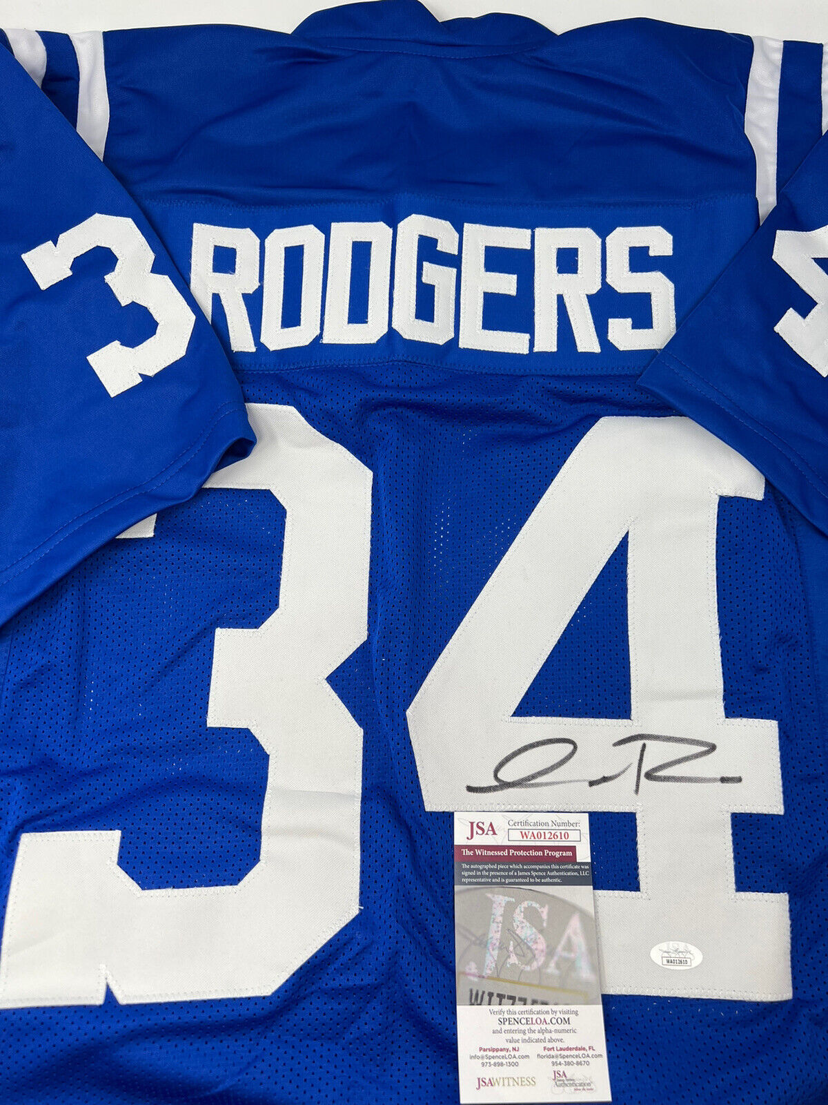 Isaiah Rodgers Hand Signed Autographed Indianapolis Colts Jersey with JSA COA