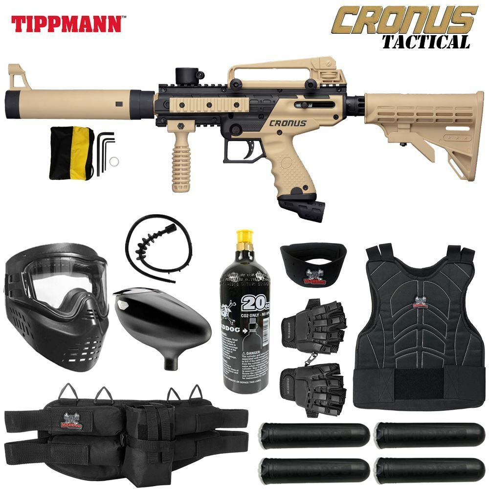 Maddog Tippmann Cronus Tactical Protective CO2 Paintball Gun Package Black Tan