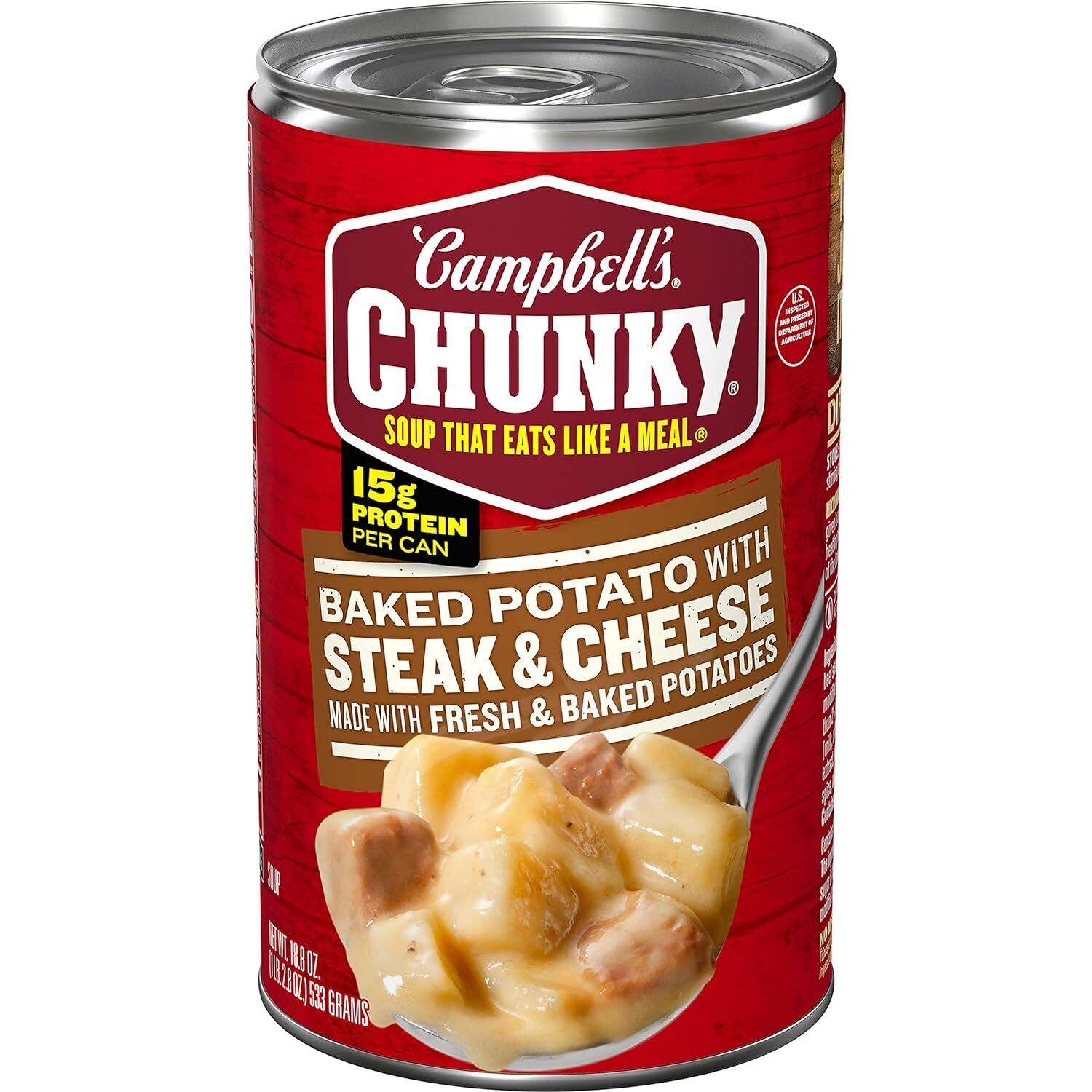 (3 Pack) Campbell\'s Chunky Fresh Baked Potato with Steak & Cheese Soup, 18.8 Oz