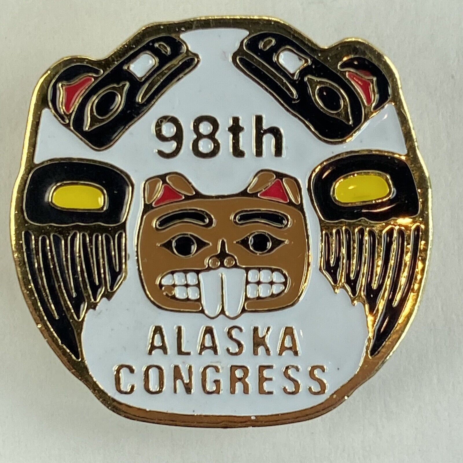 1983 Vintage 98th Alaska Congress Bird Animal Head Hat Pin Lapel Pin Rare