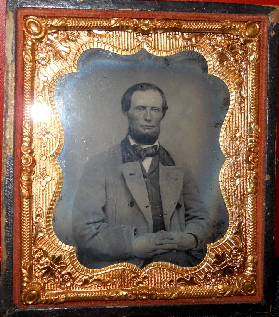 Civil War Era 1/6th size Tintype of man with Tax Stamp