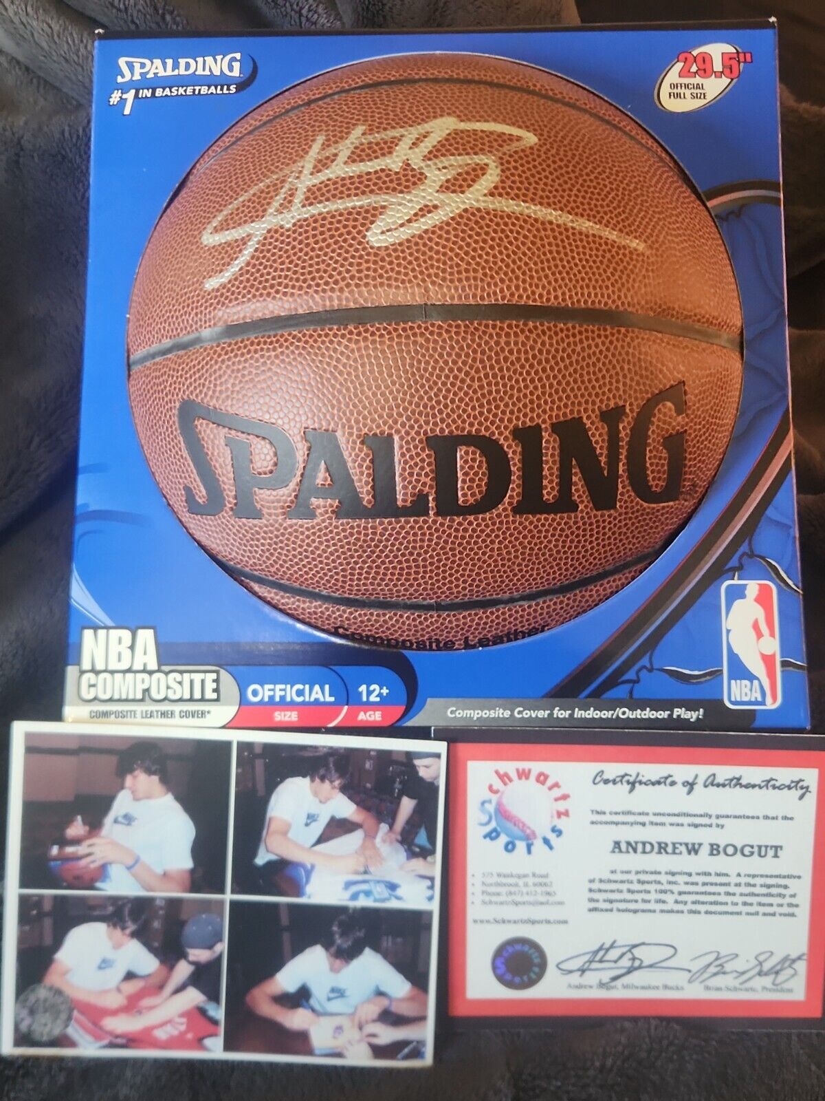 Andrew Bogut autographed basketball. With coa and pics Signed rookie year .