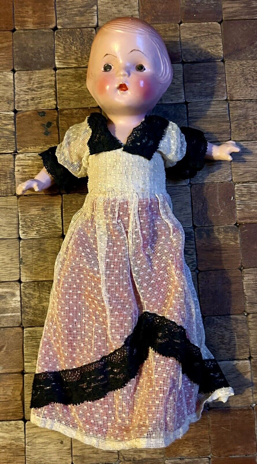 Antique 1940’s Composition 14” Doll Completely Dressed