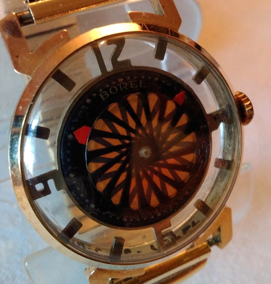 Serviced Men\'s Borel Kaleidoscope watch mid century exhibition case excellent