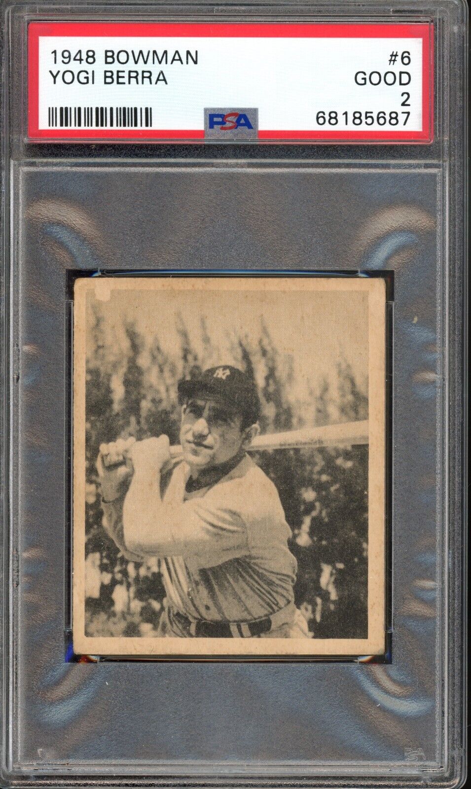 1948 Bowman #6 Yogi Berra Rookie PSA 2 New York Yankees HOF Baseball Card (5687)