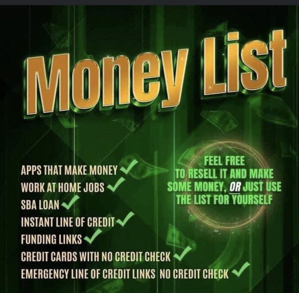 The Money List WAH Jobs Business Loans/Grant Info Digital Product PLR Resell