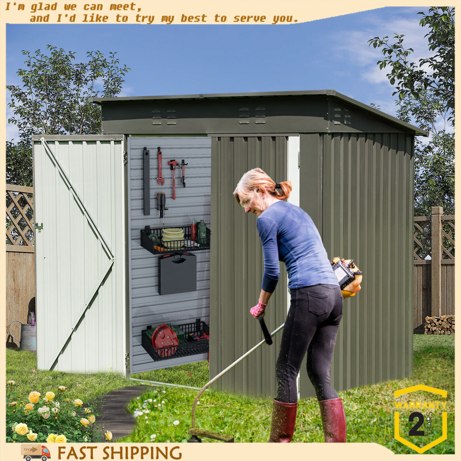 6 x 4 ft Outdoor Storage House Tool Shed Backyard/Garden Tool Shed Heavy Suty US