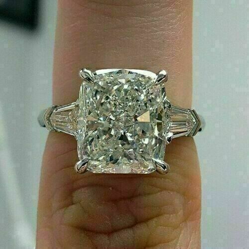 3.5Ct Cushion Cut VVS1 Lab Created Diamond Engagement 14K White Gold Finish Ring