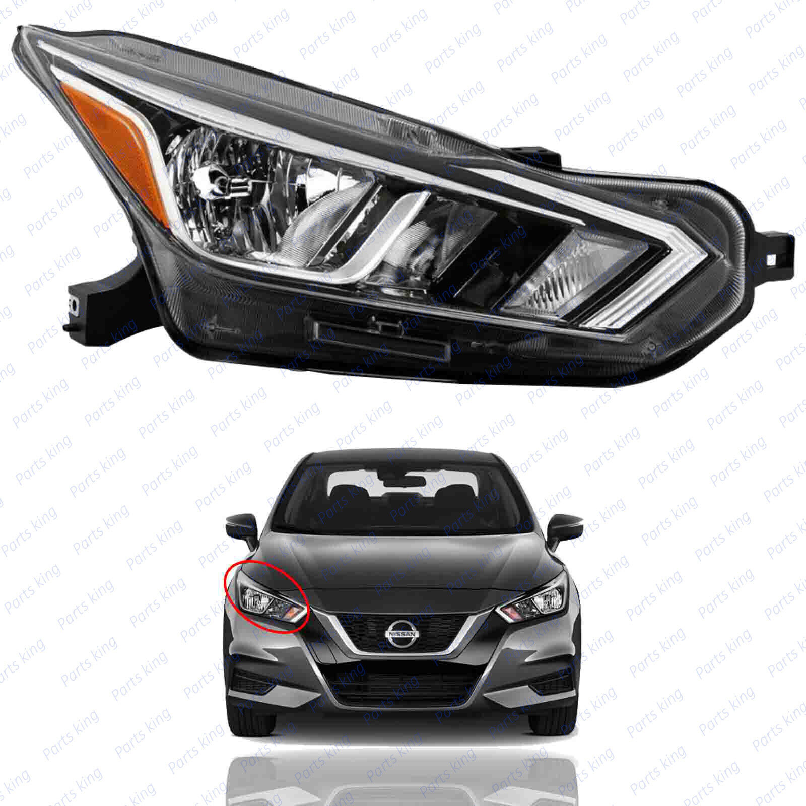 For 2020 2022 Nissan Versa Halogen Headlight Lamp Assembly Right Passenger Side