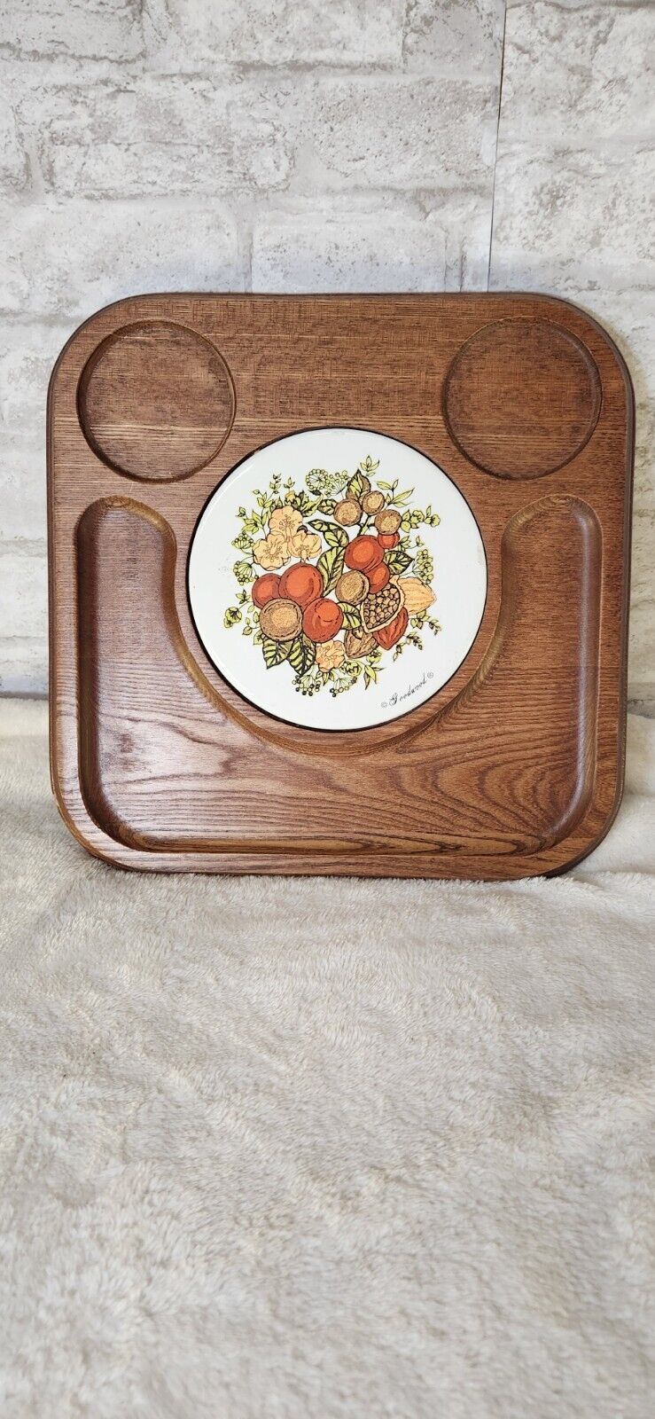 Vintage Wooden Cheese Board Charcuterie Meat Wine Tray Retro Ceramic Goodwood
