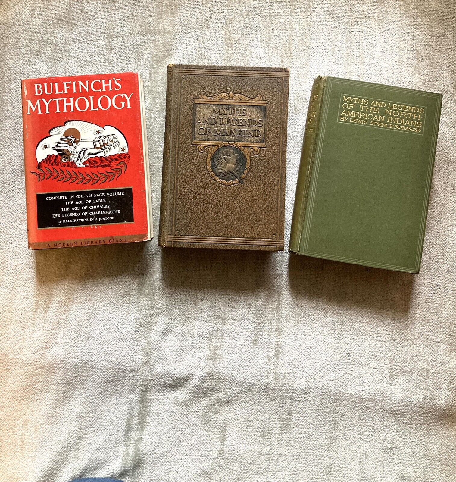 Mythology, Legends, Antique Book Lot, 3, 1927, 1934, Illustrated,Fair-Good Cond.