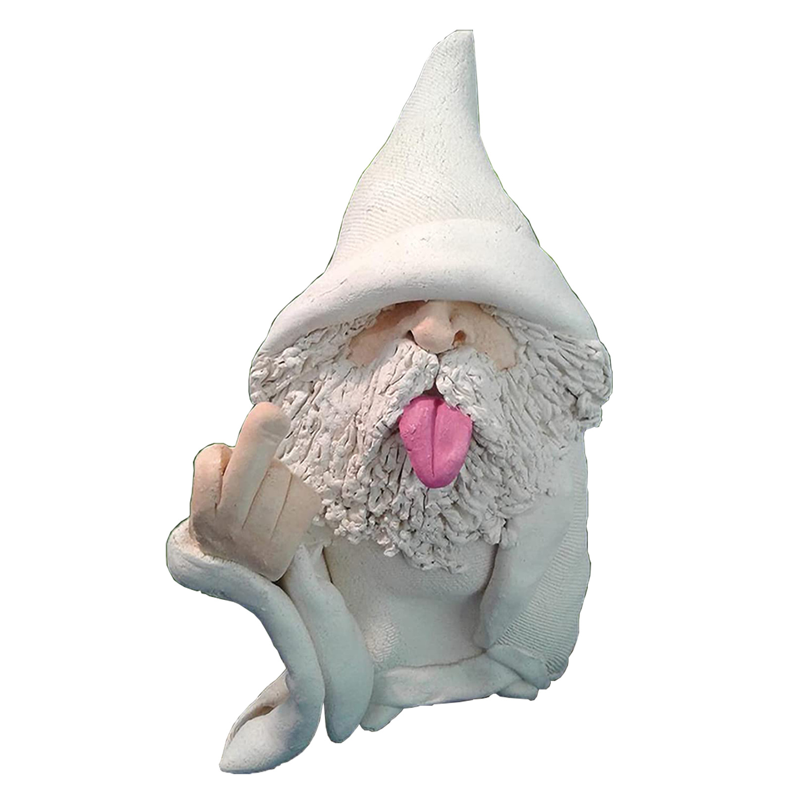 White Wizard Gnome Middle Finger Garden Yard Lawn Ornament Statue Decor