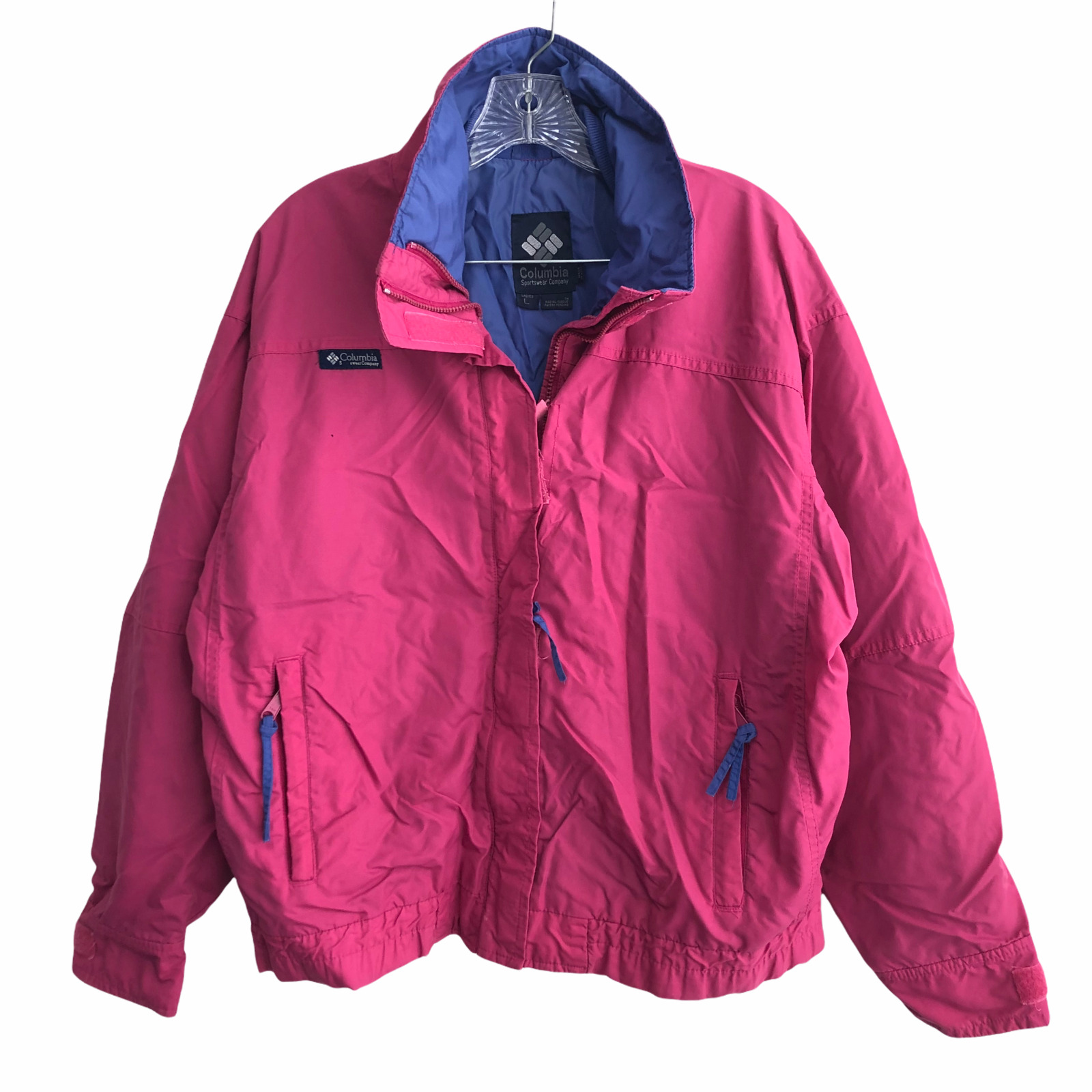 Vintage Columbia Bagaboo Women\'s Lind Full Zip Outdoor Windbreaker Jacket L Pink