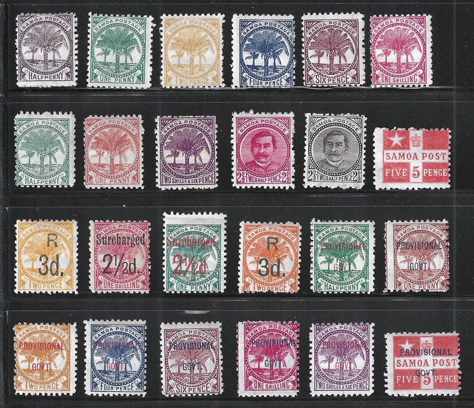 Samoa, 1886-1899, Lot of 24 Different Mint Stamps