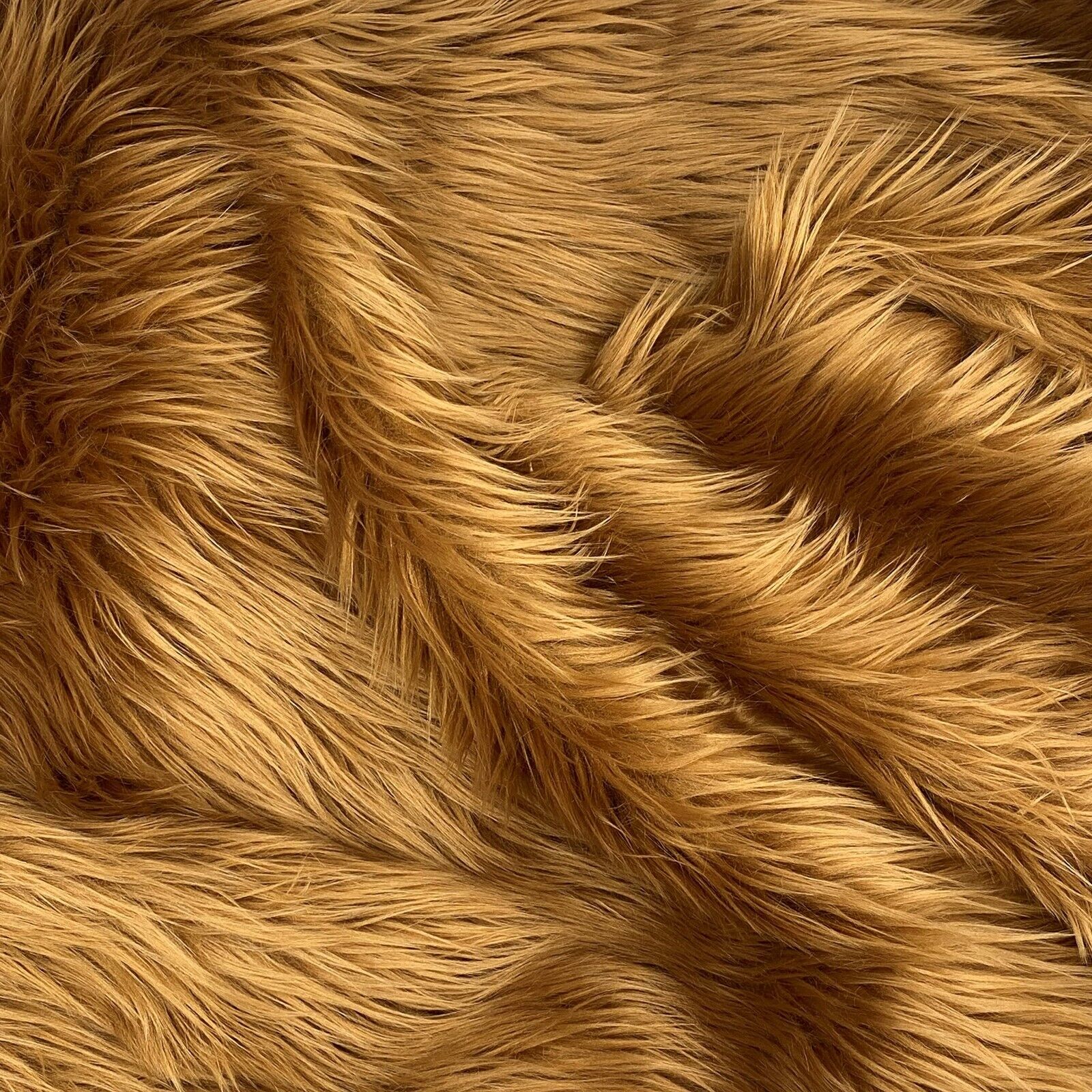Light Brown Mohair Shaggy Faux Fur Fabric By The Yard ( Long Pile ) 60\