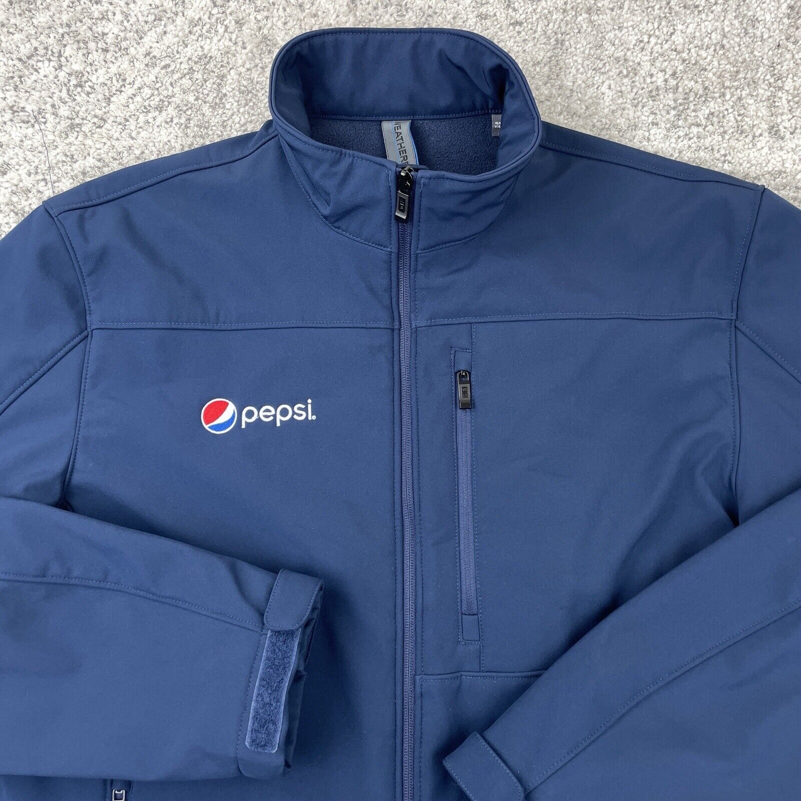 Pepsi Jacket Mens Large Workwear Logo Blue Softshell Corporate Weatherproof GUC