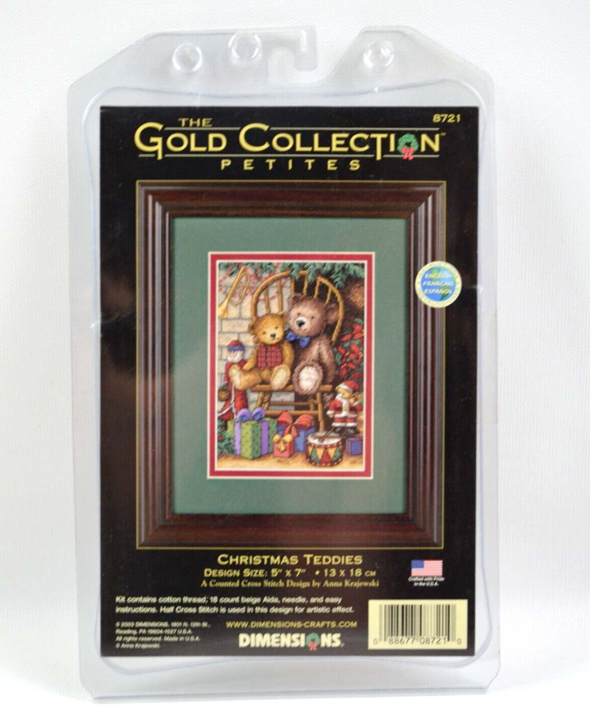 Vtg 2003 THE GOLD  COLLECTION  PETITES Cross Stich Kit CHRISTMAS TEDDIES  5x7