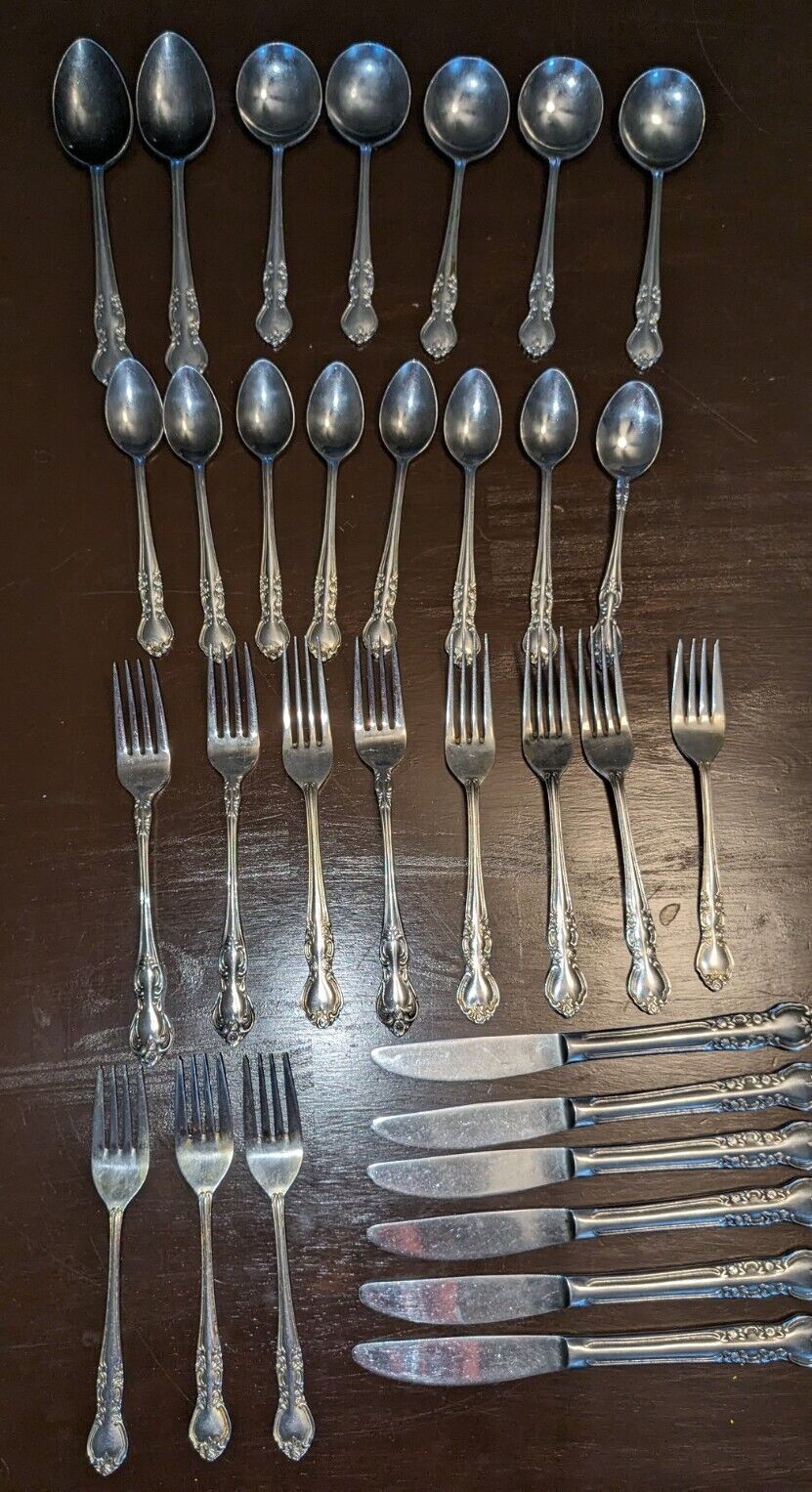 Vintage Elizabethan II Stainless Nasco Glossy Silverware Flatware Over 32 Pieces
