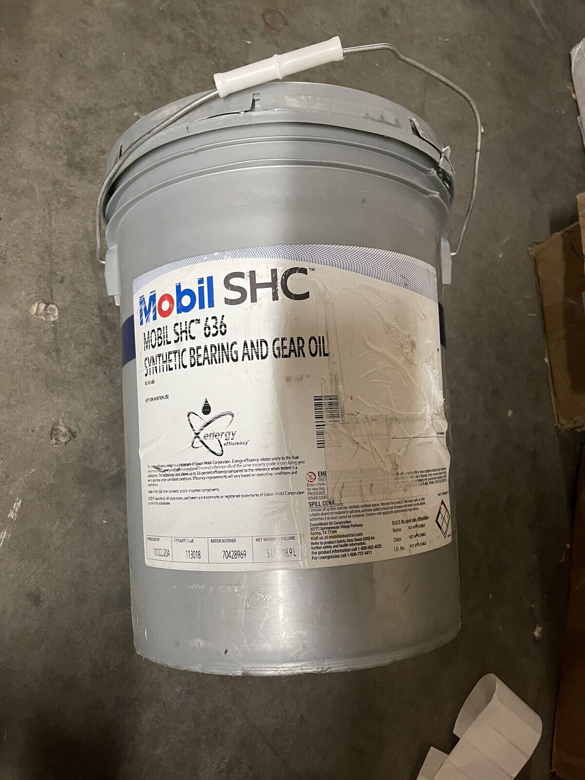 MOBIL SHC 636 100% SYNTHETIC ISO-680 WORM DRIVE LUBRICANT – 5 GALLON PAIL