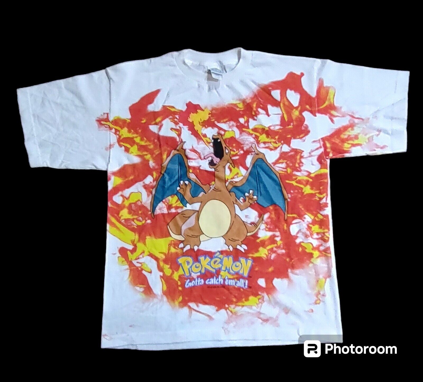 RARE Vintage T-shirt 2000 Pokemon Nintendo Charizard #6 Flame Youth XL 