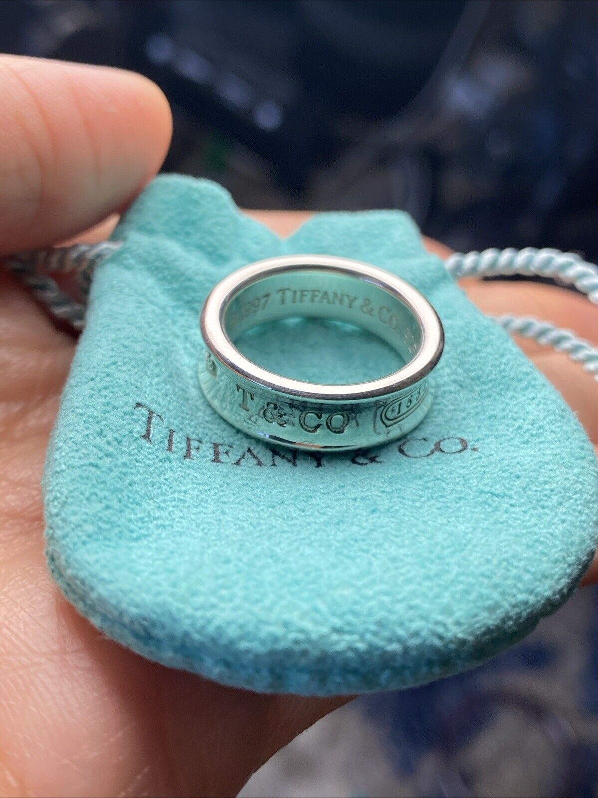 Tiffany & Co 1837 Ring Wide Band Sterling Silver Ring Size 7 ( Authentic)